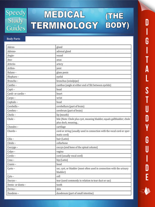 Title details for Medical Terminology (The Body) by Speedy Publishing - Available